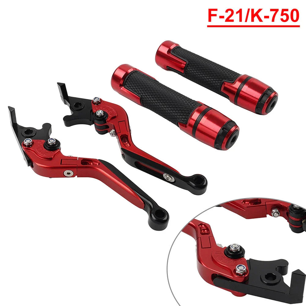 Red Extendable Brake Clutch Lever Grip Set for Kawasaki Ninja 650R (2006-2011)