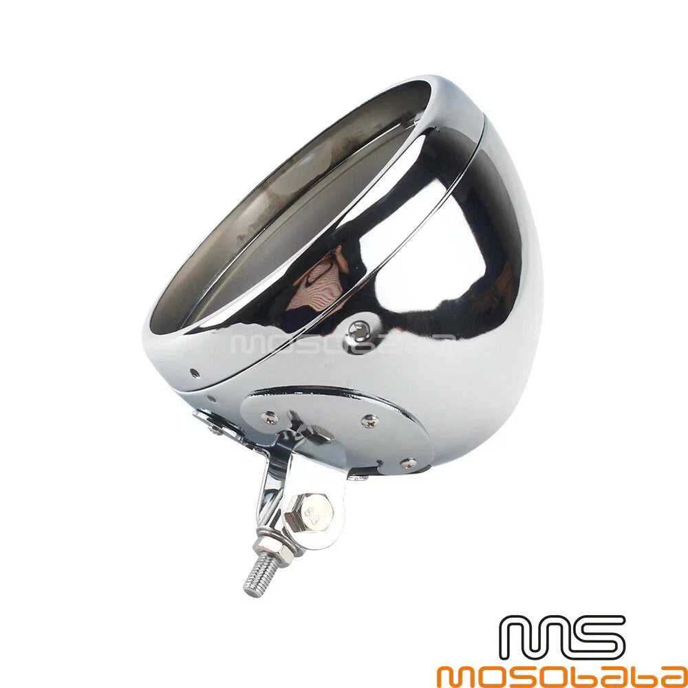 7" Chrome Headlight Housing Round Light Bucket for Harley Chopper Bike