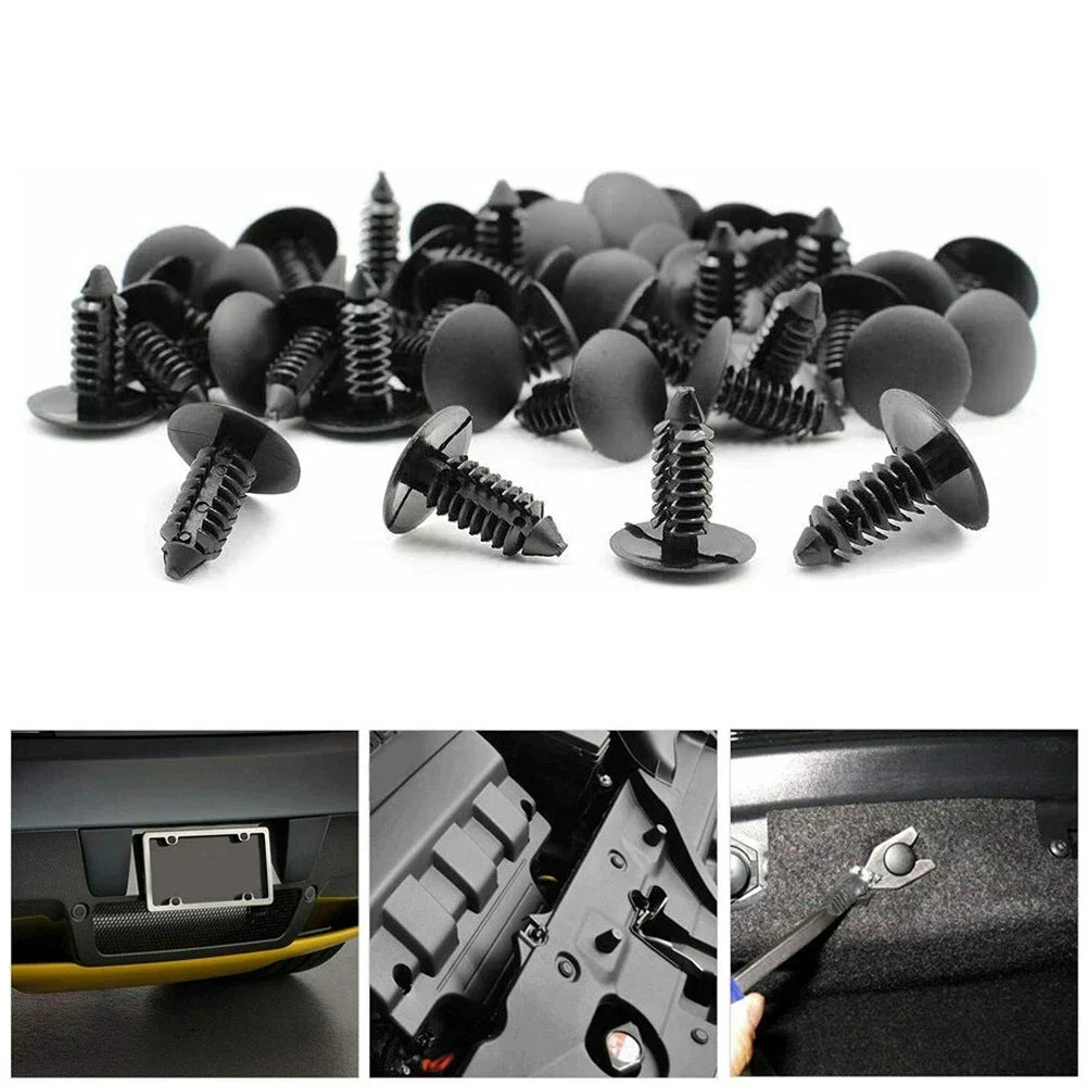 Shield Plastic Clips Retainer Fastener Rivets Black Accessory Replacement