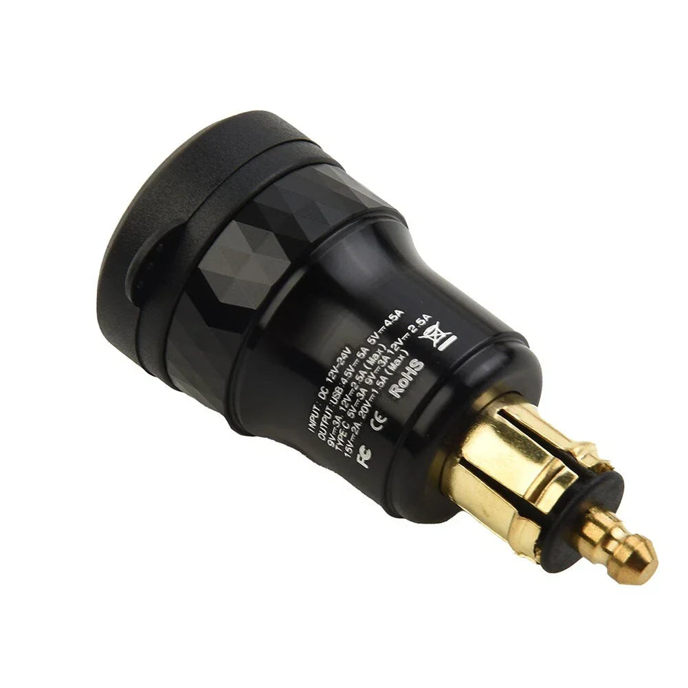Dual USB Charger / DIN-Plug Socket Adapter for Motorcycle Accessories