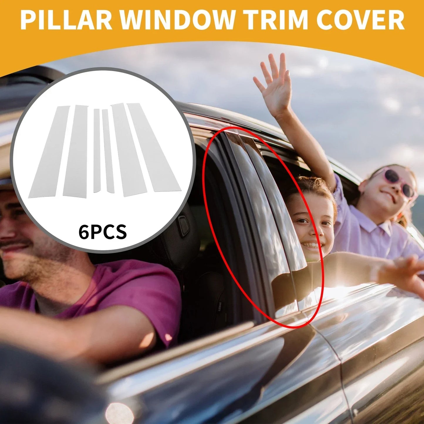 6 Pcs Chrome Silver Tone Car Pillar Window Trim Covers for Honda CRV (2002-2006)