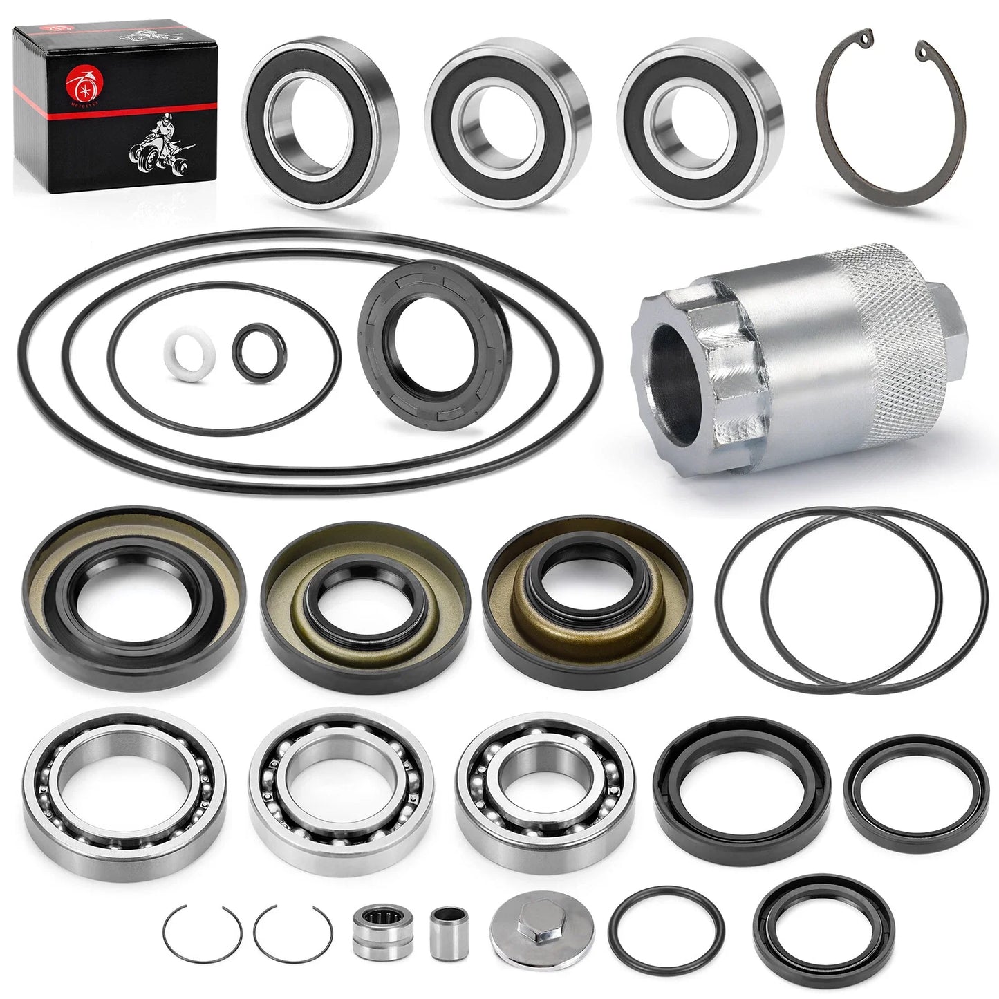 Rear Diff Bearing Seal Kit & Nut for Honda Rancher TRX350