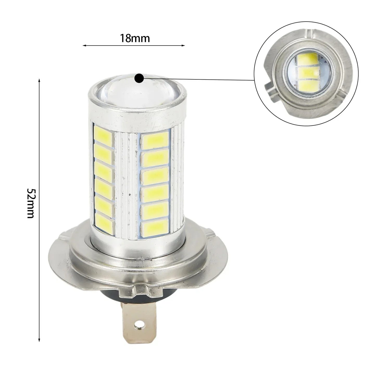 2 x Motorcycle LED Headlight Fog Light 33 for SMD 6000K White High Brightness