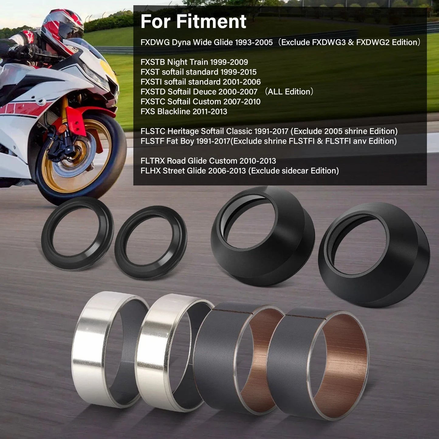Harley FXDWG FXS 41mm Fork Leg Rebuild Kit for Wide Glide