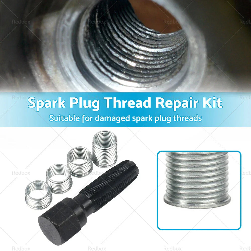 14MM Spark Plug Repair Kit & 4 Inserts for Helicoil Thread Reamer Tap