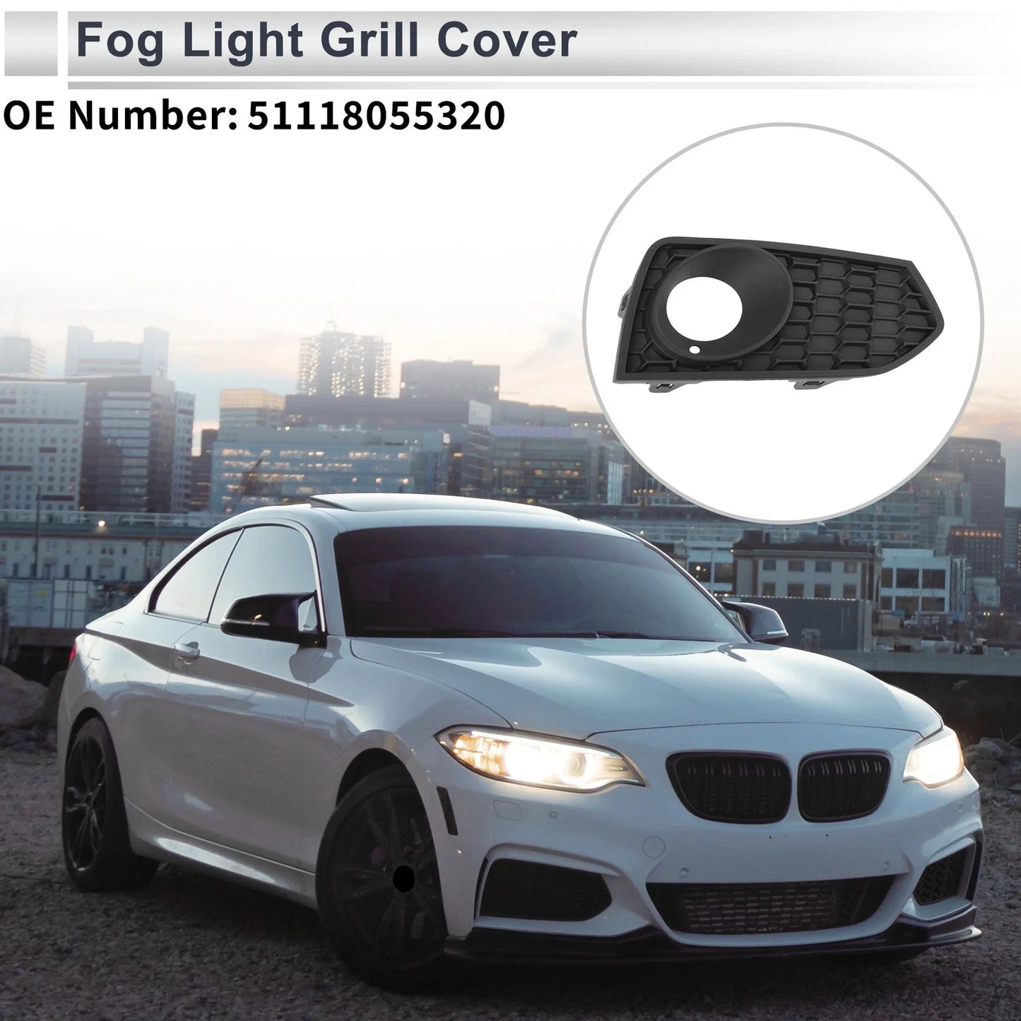 1pc Right Front Fog Light Grill for BMW 2 Series F22 (2014-2017)