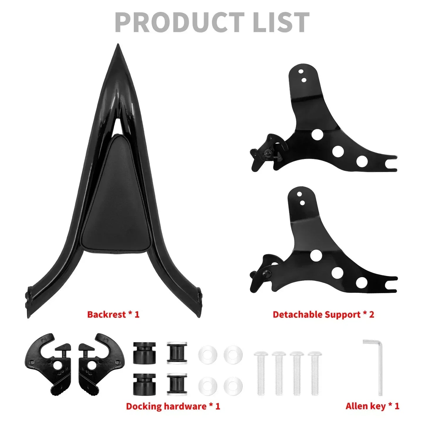 Rear Black Sissy Bar Backrest Pad for Harley Breakout, Fat Boy (2013-2023)