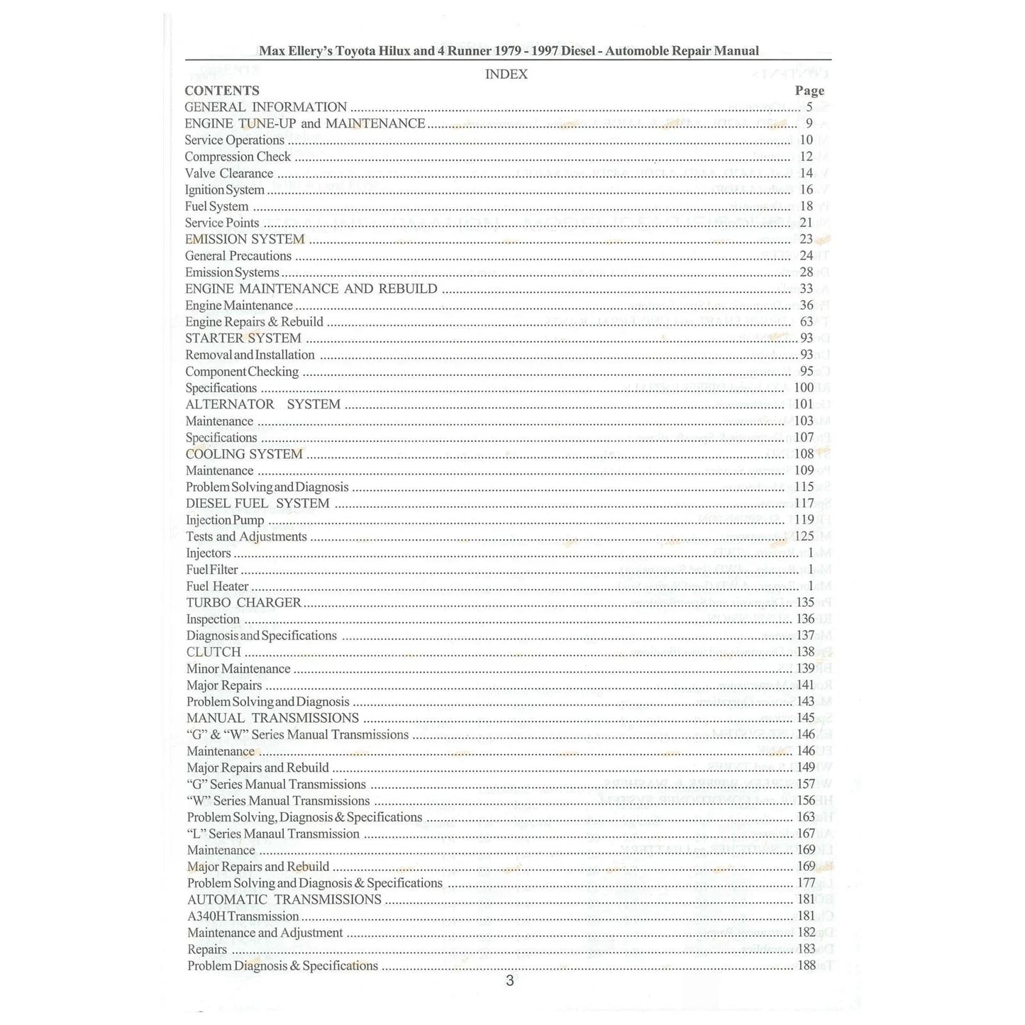 Workshop Manual for Toyota Hilux Diesel L LN40 LN46 LN55
