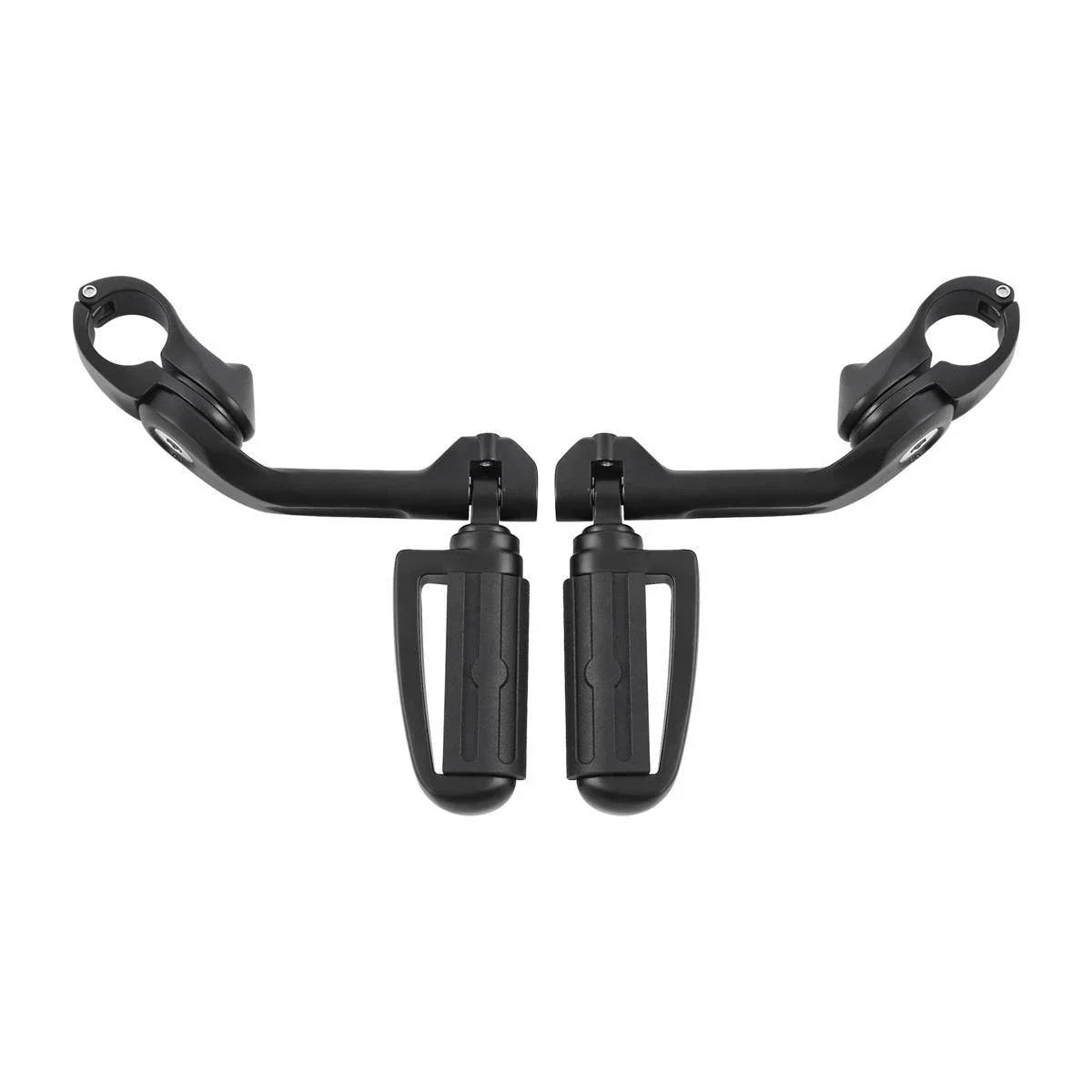 1 1/4 in Highway Bar Footpegs Long Angled Mount Kit for Motorcycle Matte Black
