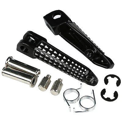 Black/Silver Front Footrest Pegs for Kawasaki ZX6R ZX10R (2003-2013)