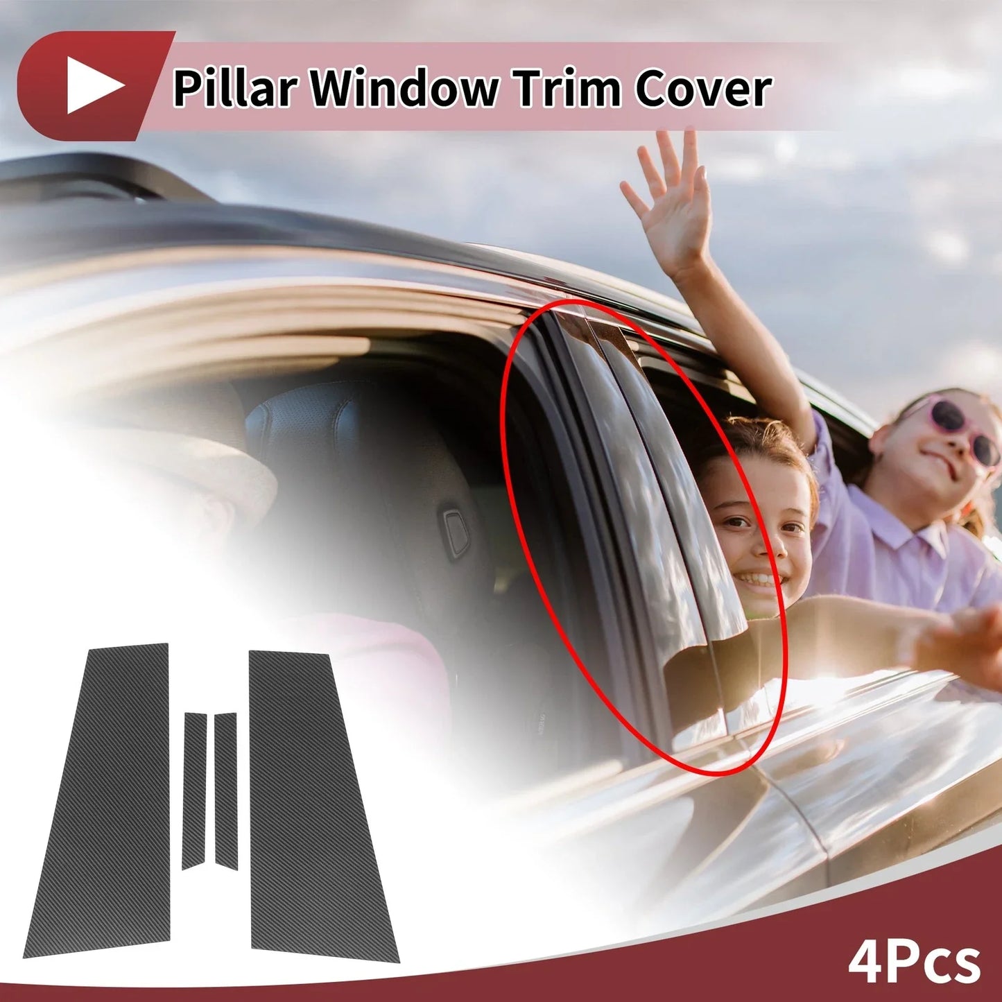 4 x Door Pillar Window Trim for Mercedes-Benz CLS (2020-2023) Black Carbon Fiber