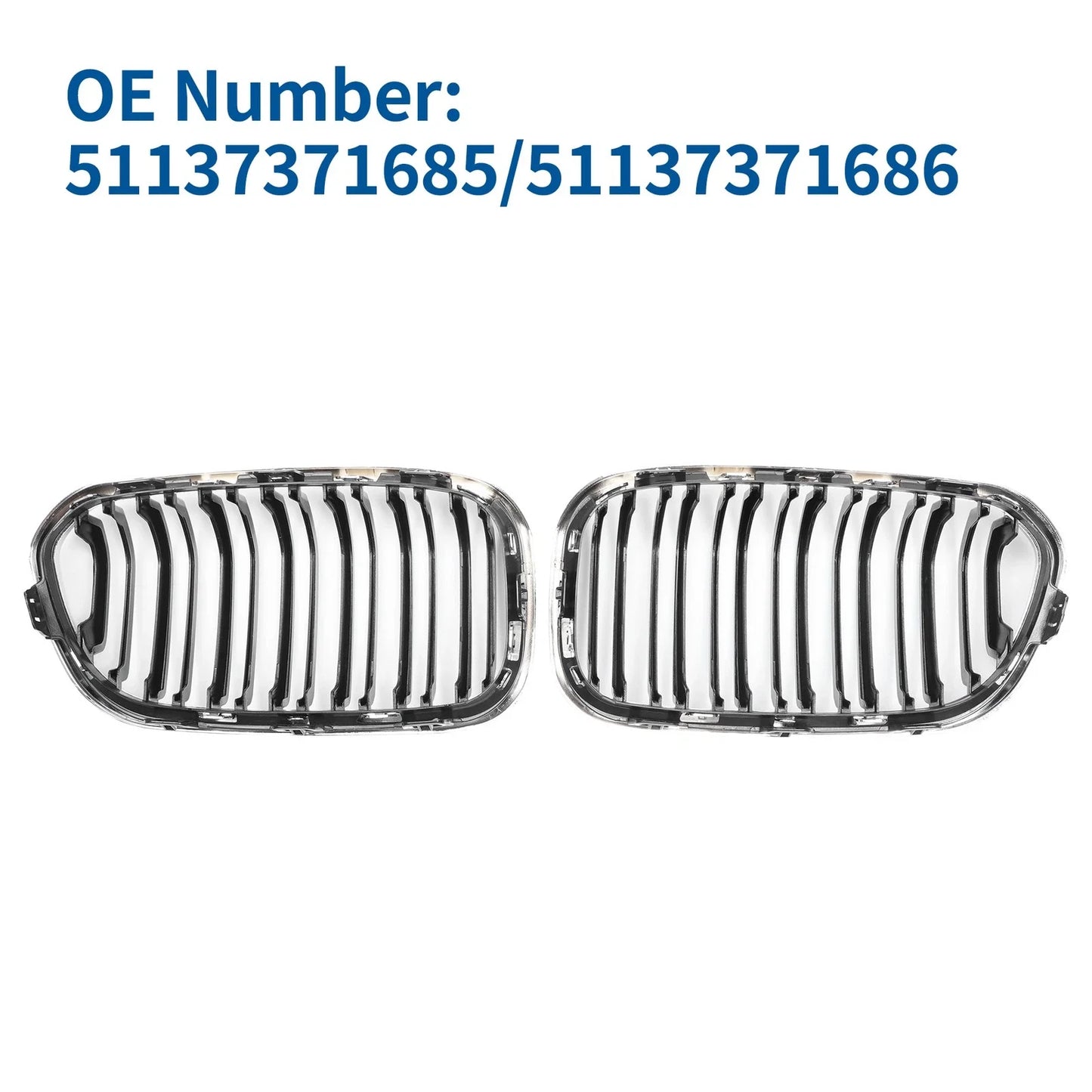Front Upper Bumper Grille for BMW 1 Series F20 Chrome Silver Tone
