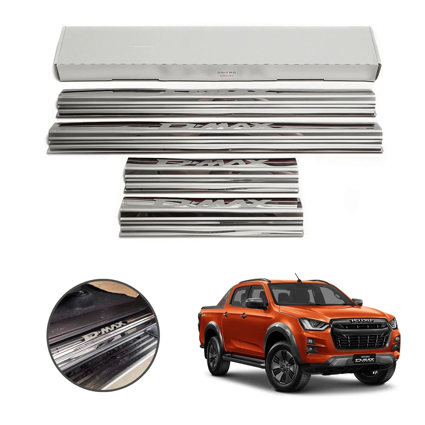 Scuff Plate Chrome Stainless 4 Doors for Isuzu D-Max Pickup (2020-2022)