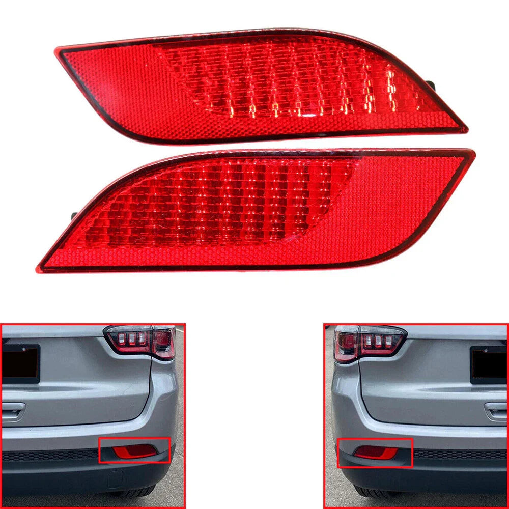 Red Rear Bumper Reflectors for Jeep Compass (2017-2021)