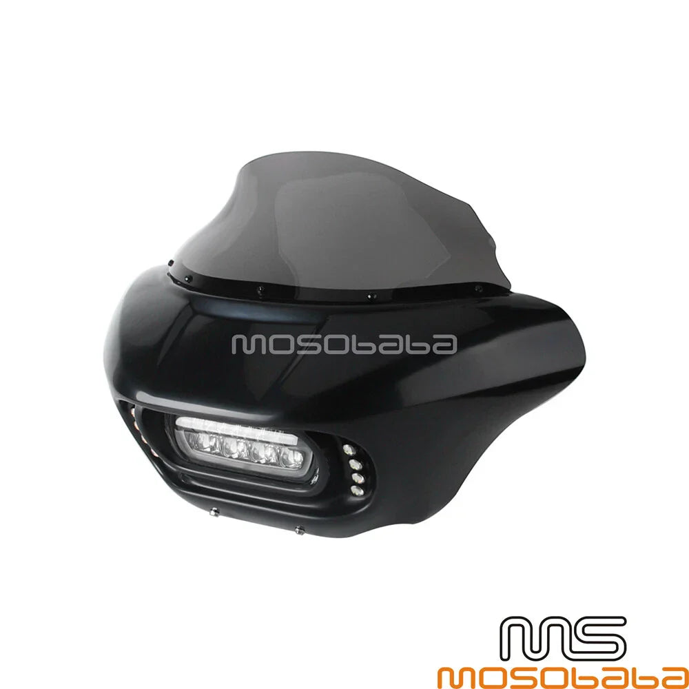LED DRL Headlight Fairing Windshield for Harley Softail Fat Bob (2018-2023)