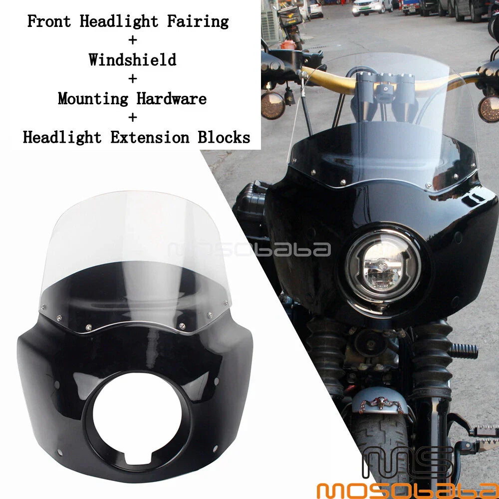 Front Headlight Fairing & Clear Windshield for Harley Dyna Low Rider (2006-2023)