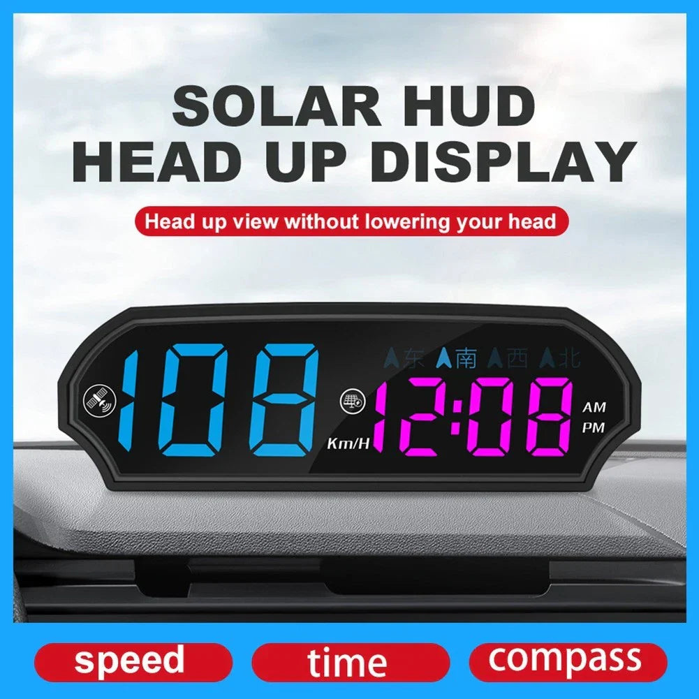 GPS Solar Head Up Display Car Speedometer with Light Sensing Color Screen