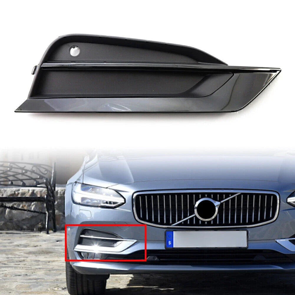 New Black Right Side Front Bumper Fog Light Grille for Volvo S90 V90 (2016-2019)