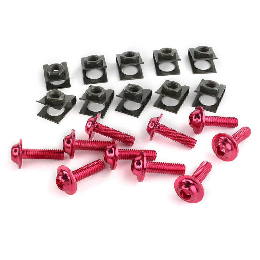 10 x CNC Red Motorcycle M6 Body Fairing Bolts Fasteners for Make & Model