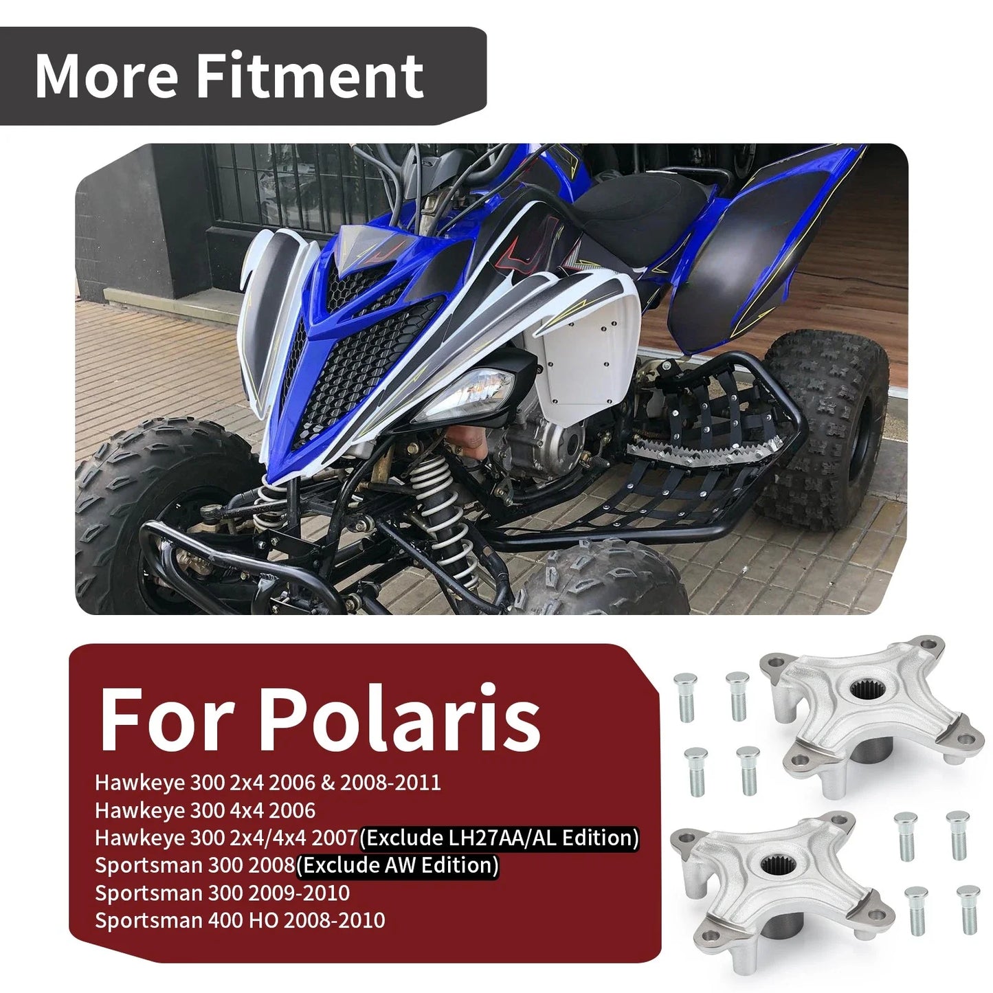 2 x Left & Right Hub w/ Bolts for Hawkeye 300/Sportsman 400