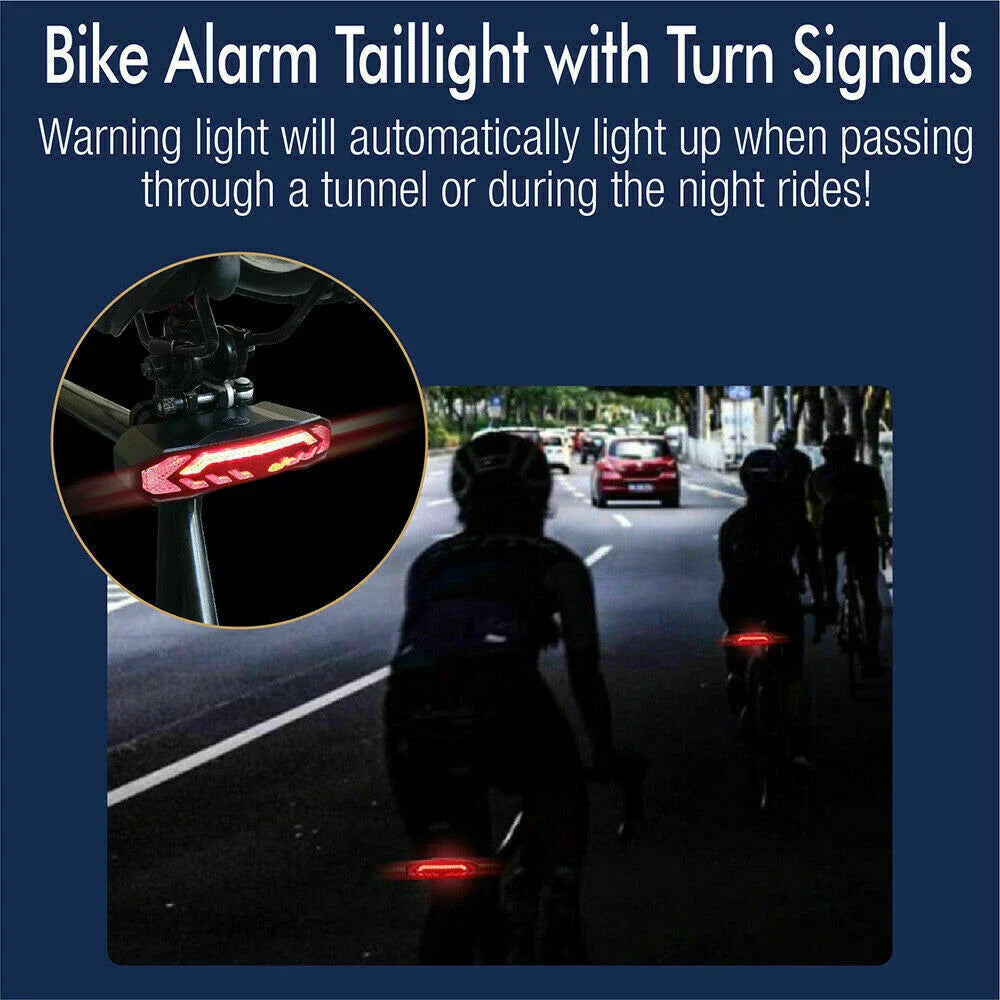 USB Rechargeable Black Bike Alarm Tail Light with Smart Brake Sensing