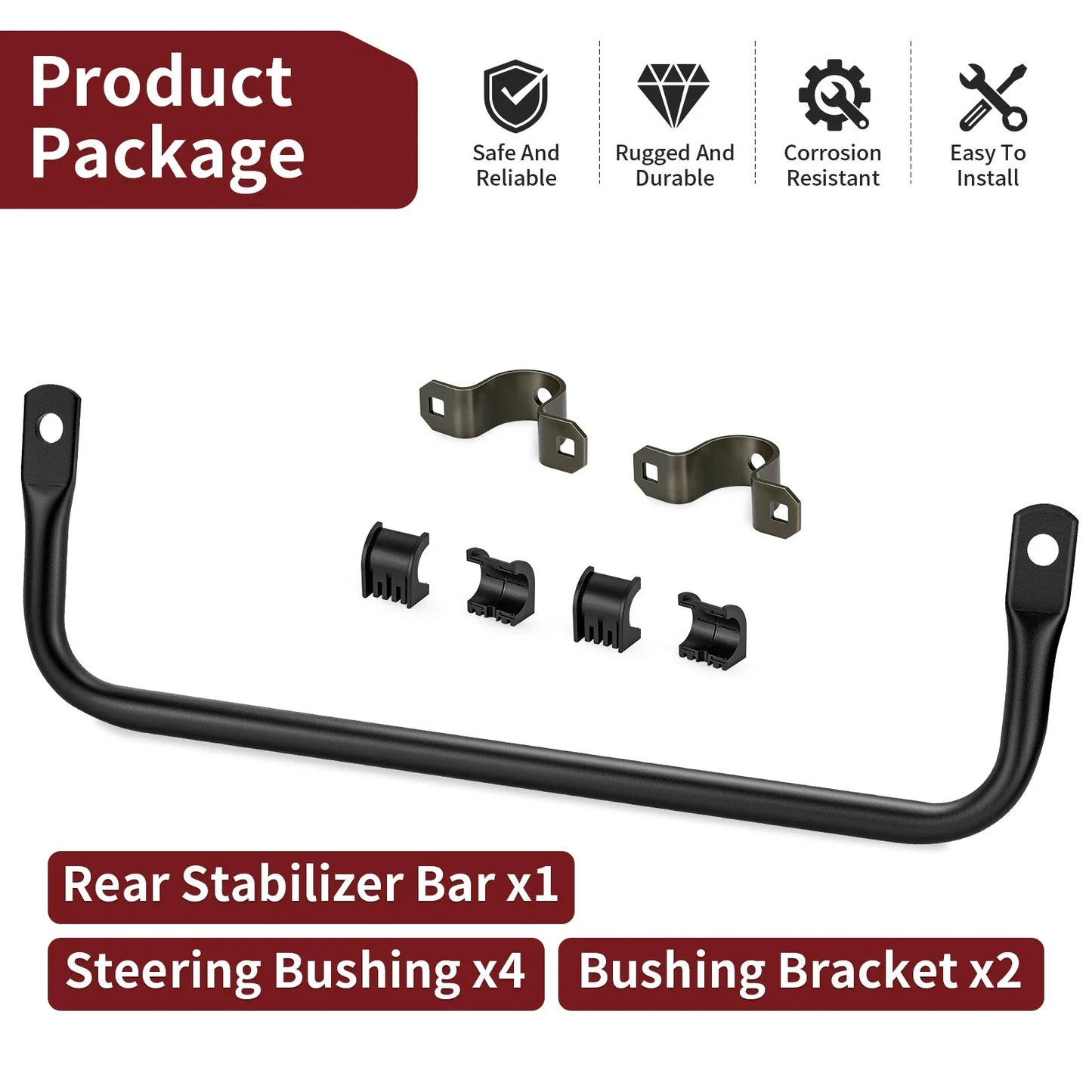 Rear Sway Bar w/ Brackets, Bushings for Polaris Sportsman 850 Touring (2011–2012)