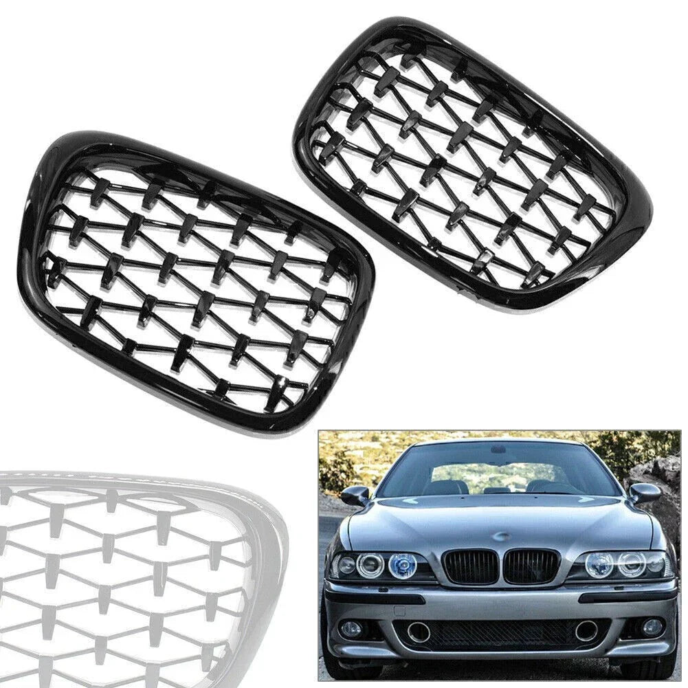 Honeycombe Front Bumper Mesh Grille Black for BMW E39 5-Series (1999-2003)