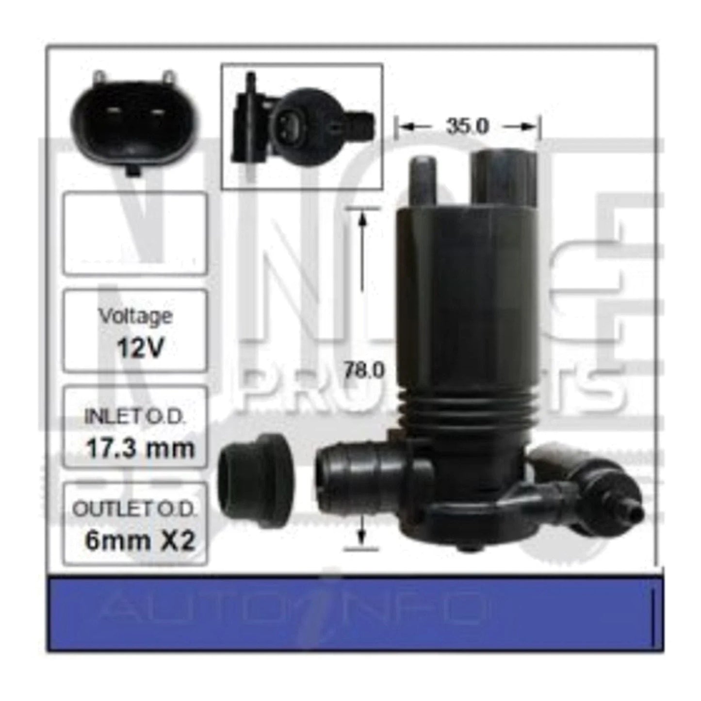 Washer Pump Front/Rear for Nissan Pulsar C12 (2013-2017)