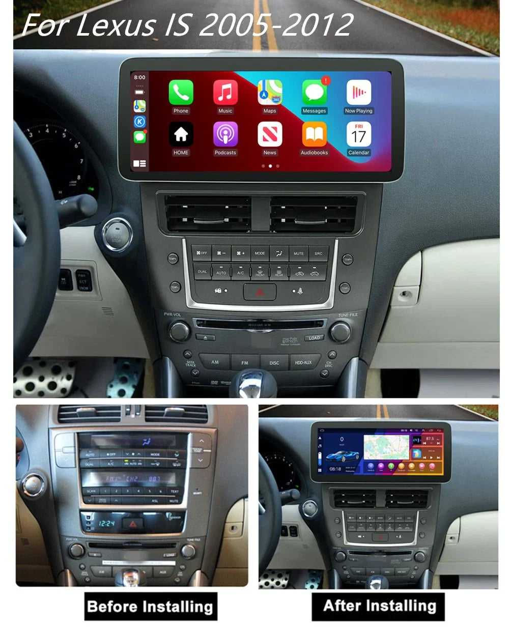12.3'' Car Stereo Radio Head Unit for Lexus IS200 IS220 IS300C IS350 (2005-2012)