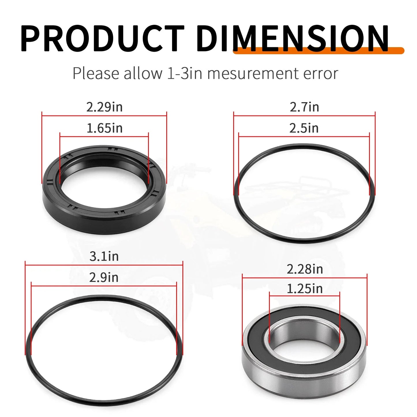 Rear Left Axle Wheel Bearing + Seals for Honda Rancher 350 TRX350 (2000–2006)