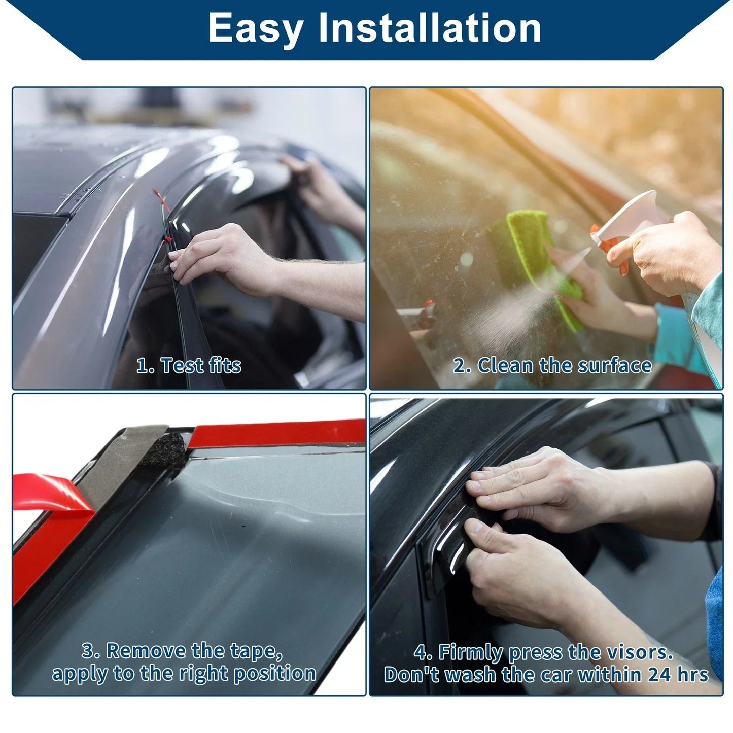 Car Window Deflectors for Hyundai Accent Side Window Vent Visors (2018-2023)