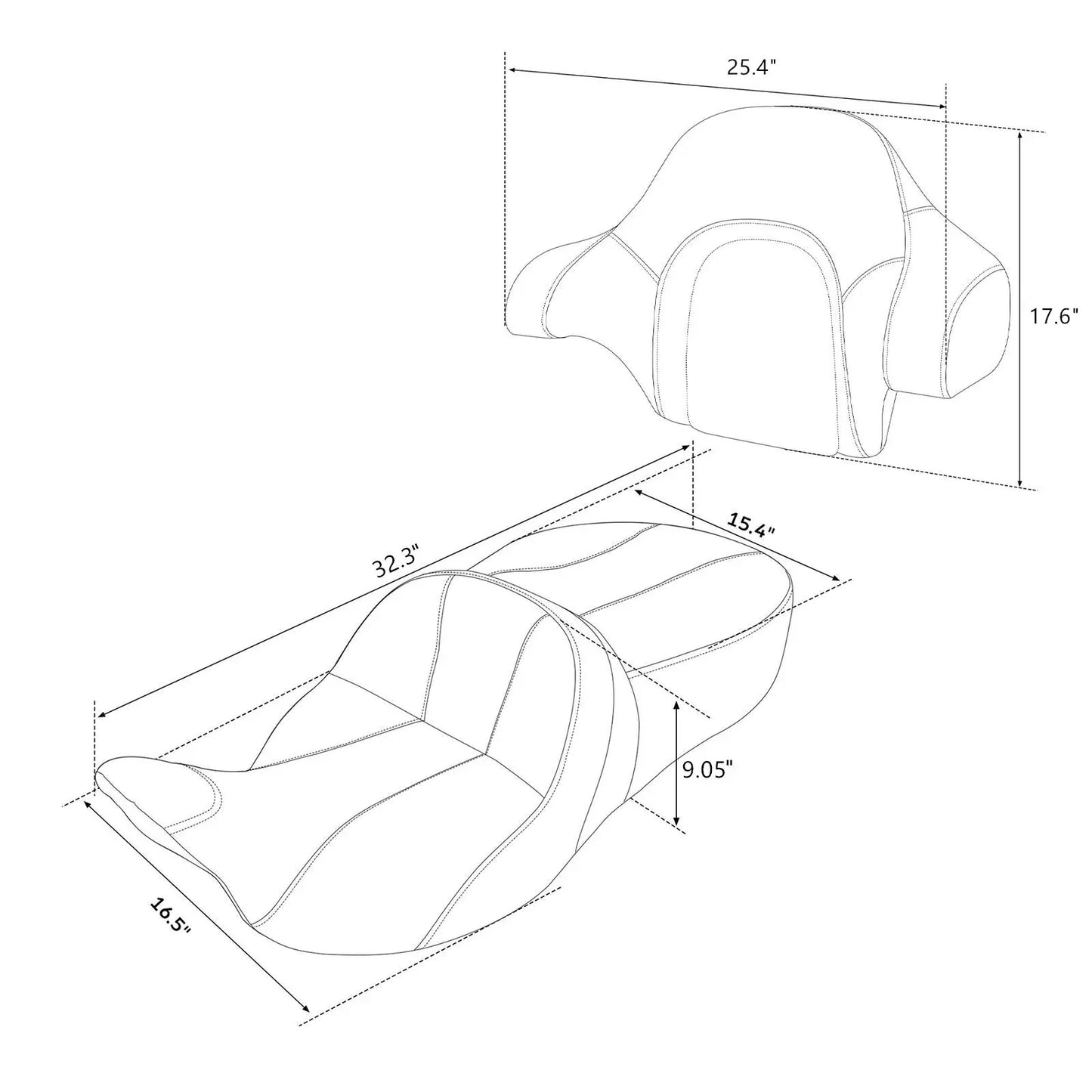 Rider Passenger Gel Seat Backrest for Harley Electra Street Glide (2014-2023)