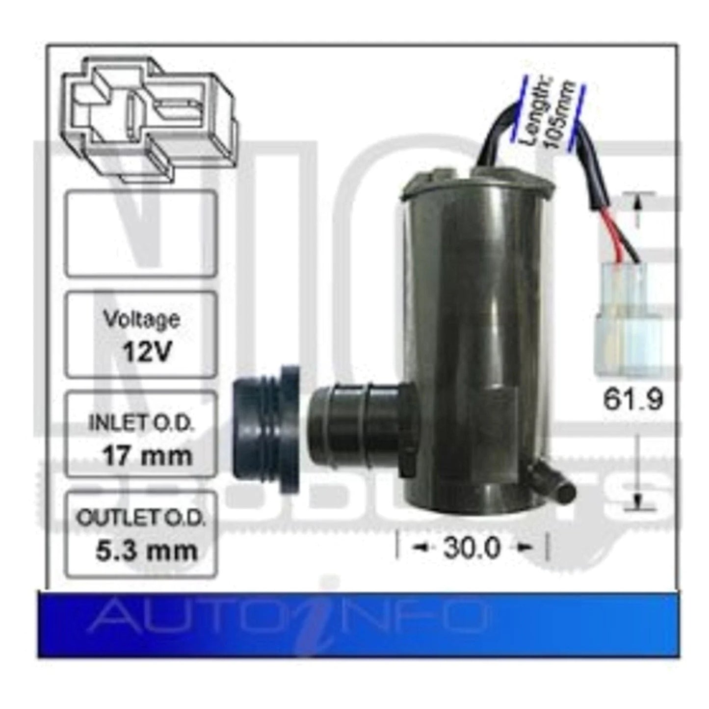 Front Windscreen Washer Pump for Toyota Hiace (1982–1989)