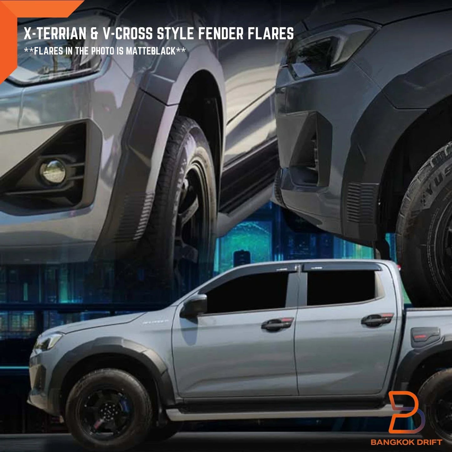 Unpainted X-Terrian Style Fender Flares for Isuzu D-Max Crew Cab Ute (2024-2025)