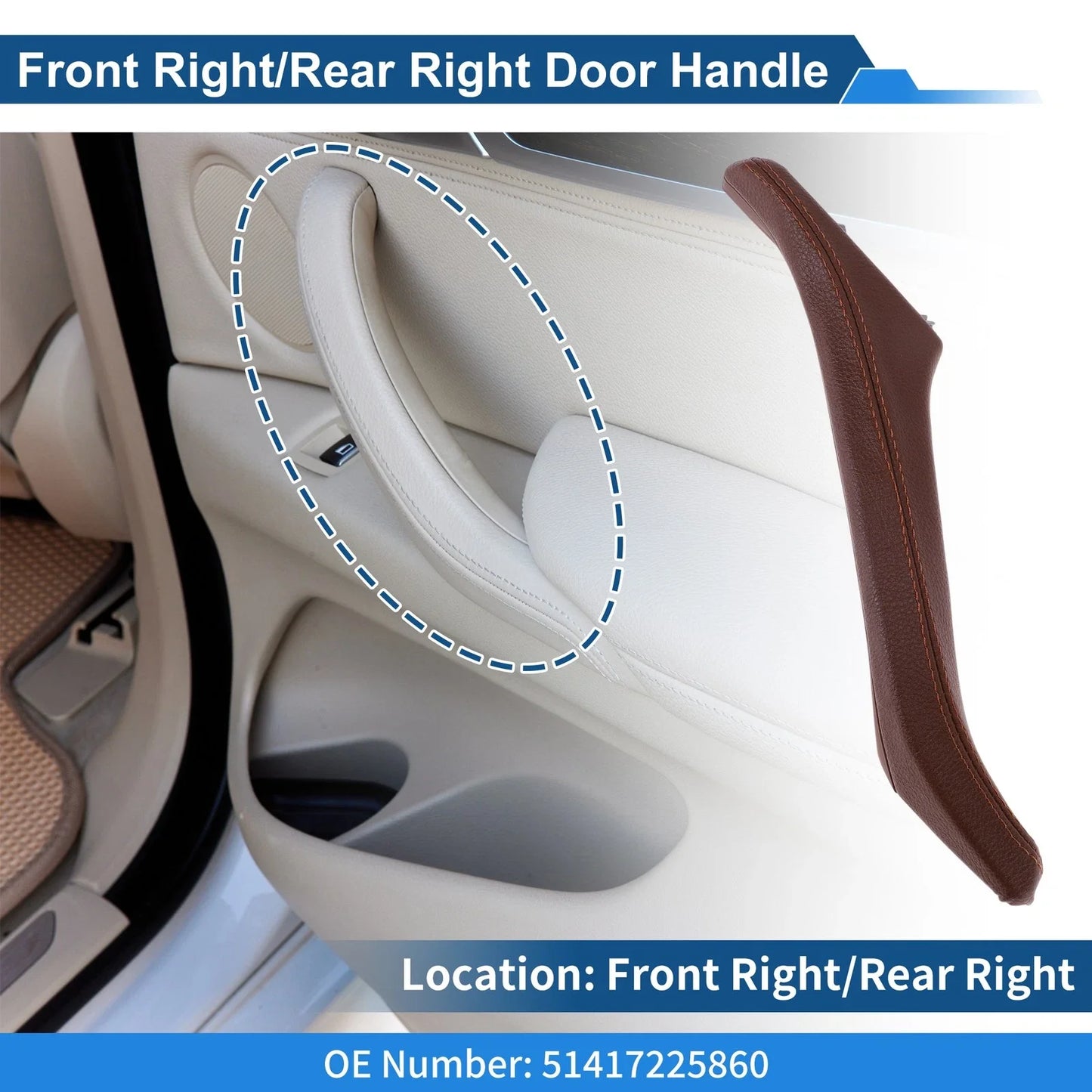 Inner Door Panel Handle for BMW F10 F11 F18 Wine Red (2010-2017)
