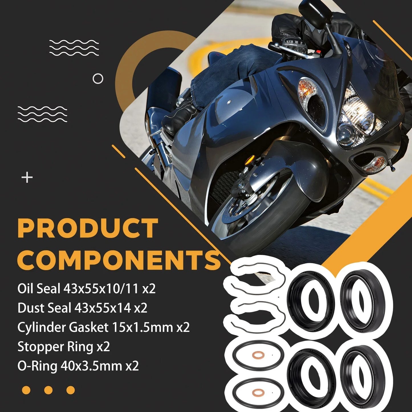 Front Fork Oil Seals for Suzuki GSX1300R Hayabusa / GSXR1000 (2008-2008)