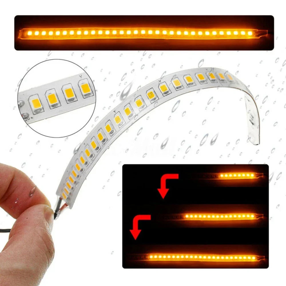 2x Dynamic LED Car Side Mirror Turn Signal Light Strip 18cm for All Cars