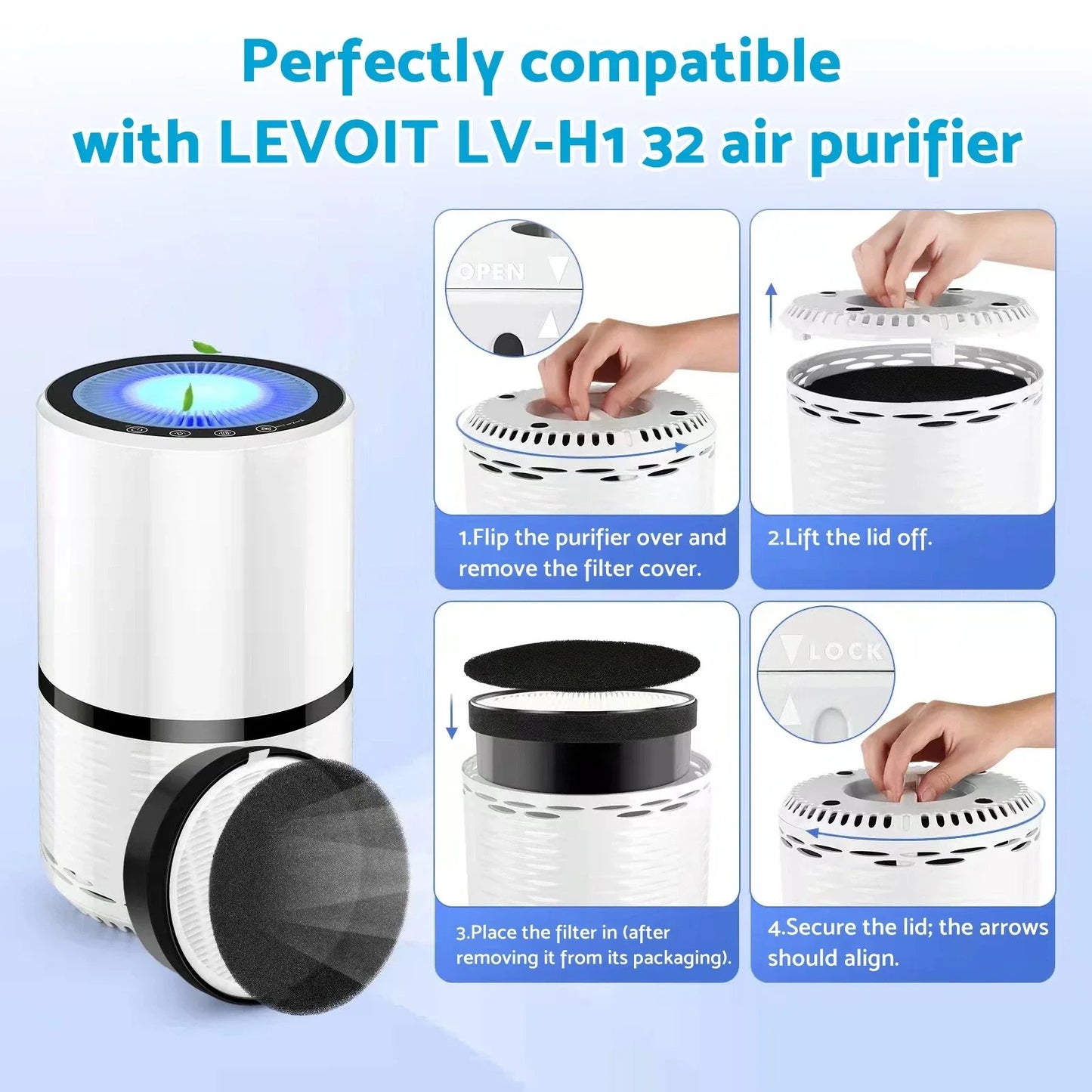 HEPA Filter Air Purifier Odour & Smoke Remover for Home (37-50dB)