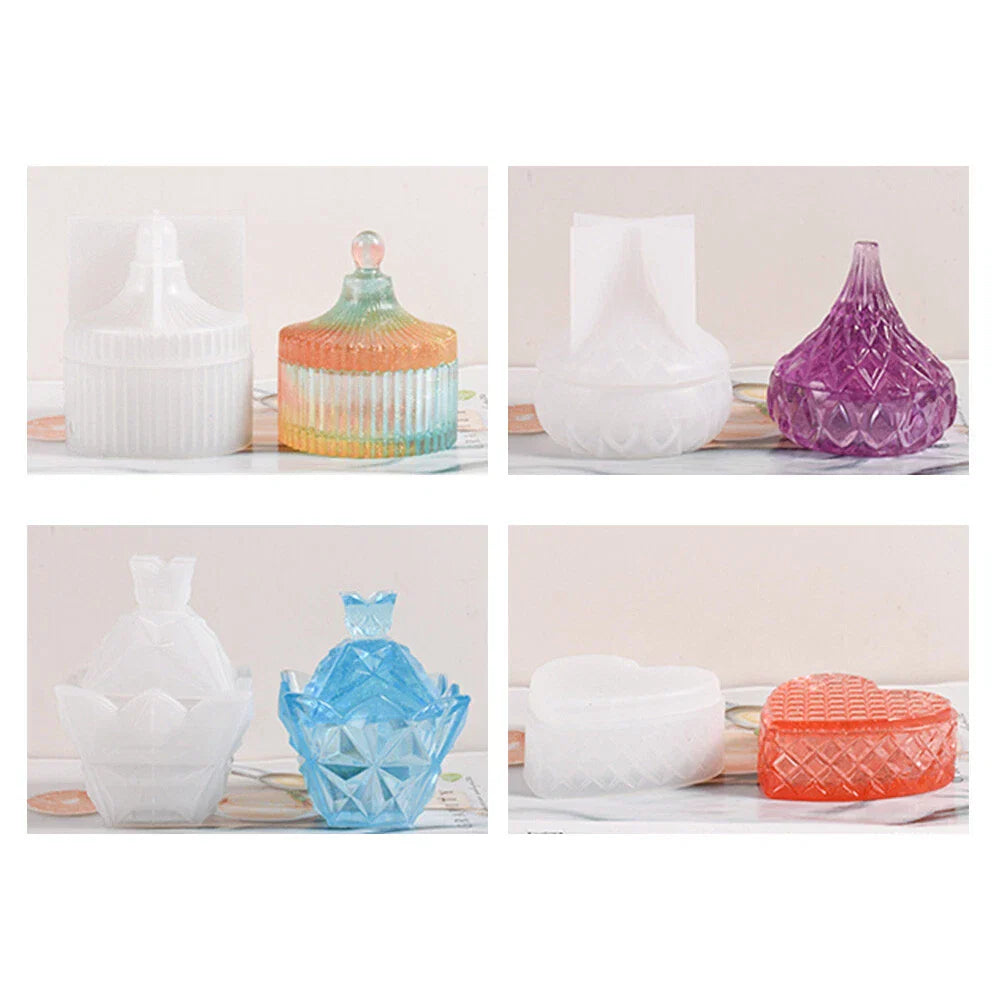 Silicone Epoxy Resin Mold Jewelry Storage Box Organizer for Pyramid Heart