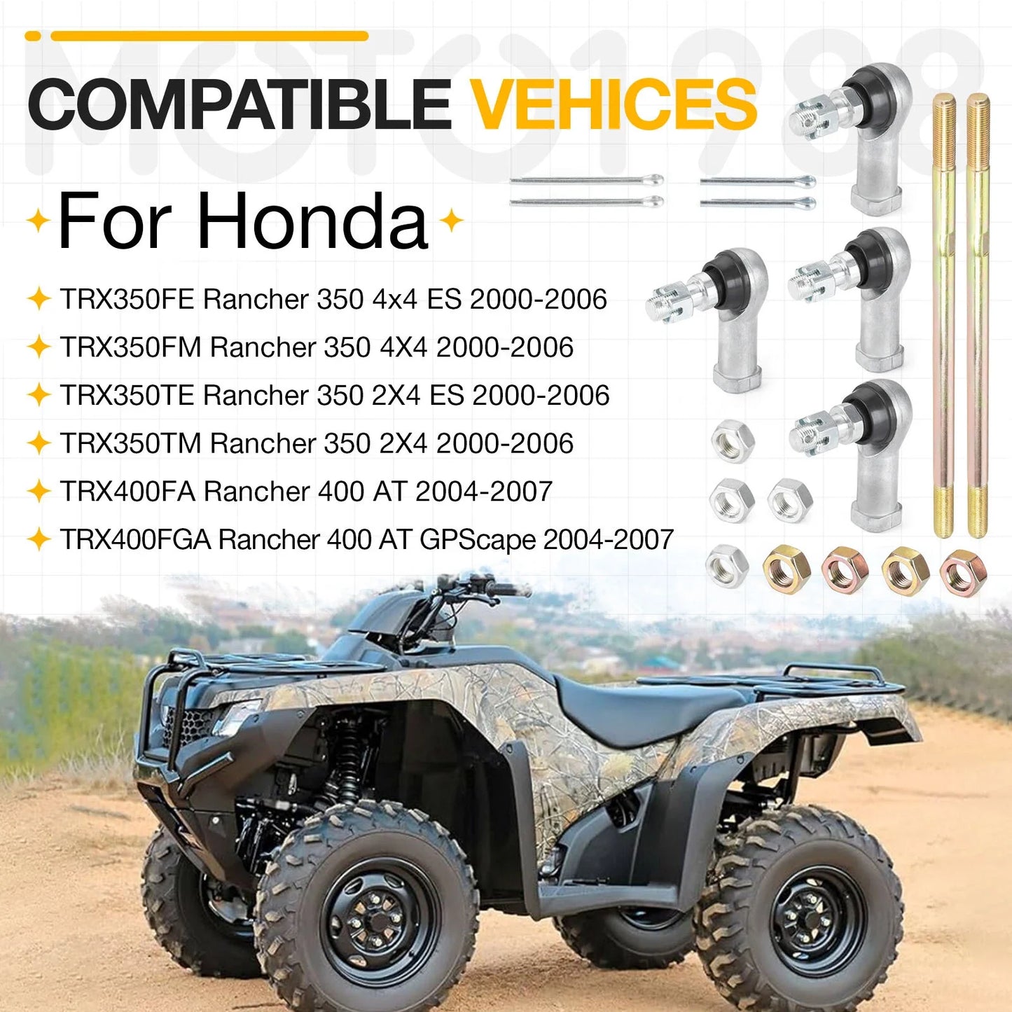 Left Right Tie Rod Ends for Honda Rancher 350 400 (2000–2014)