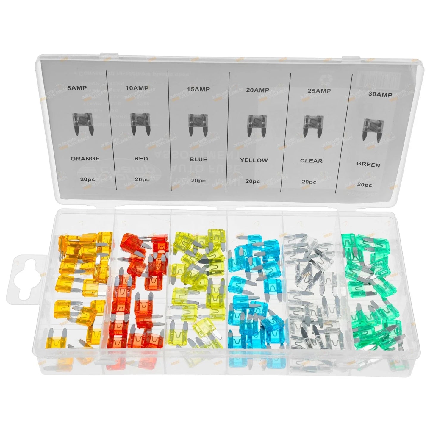 120pc Auto Blade Fuse Assortment Kit 5A 10A 15A 20A 25A 30A