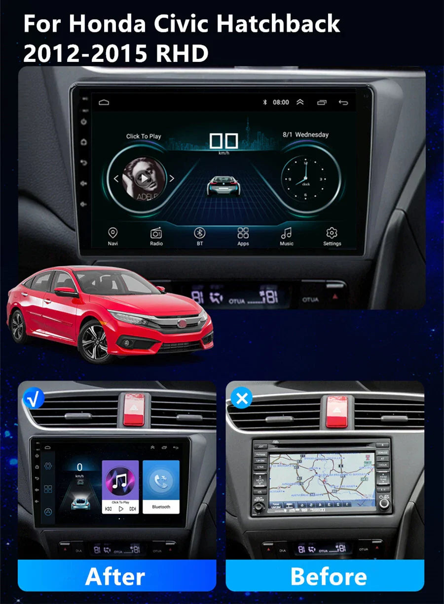 9" Android 11 Stereo GPS Head Unit for Honda Civic Hatchback (2012-2015)