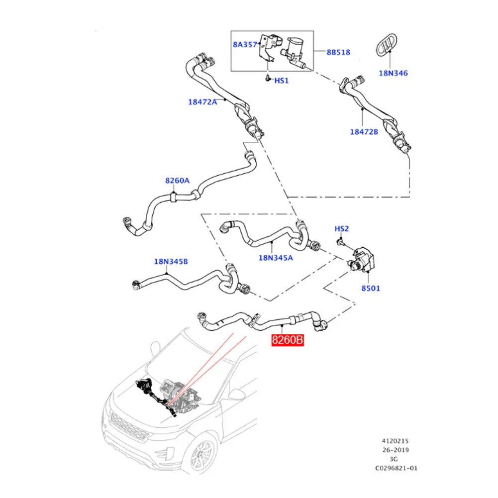 Water Pump Coolant Hose for Land Rover Range Rover Evoque (2019-2024)