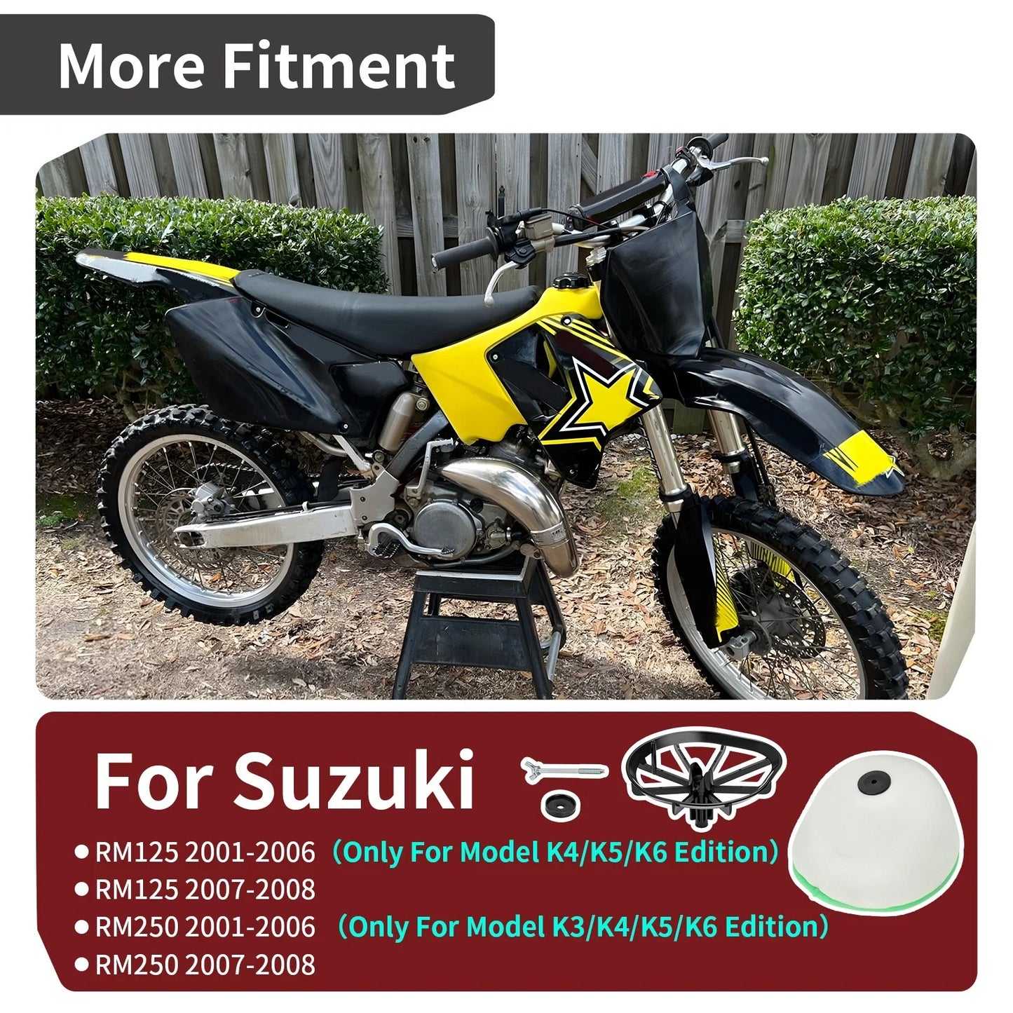 Air Filter Cage Holder Guide & Bolt for Suzuki RM125 RM250 (2001–2008)