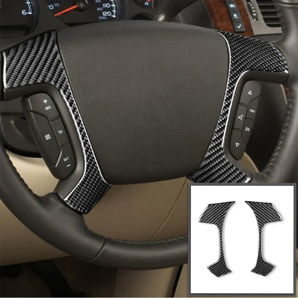 Carbon Fiber Steering Wheel Cover Trim for Chevrolet Tahoe GMC Yukon (2007-2014)