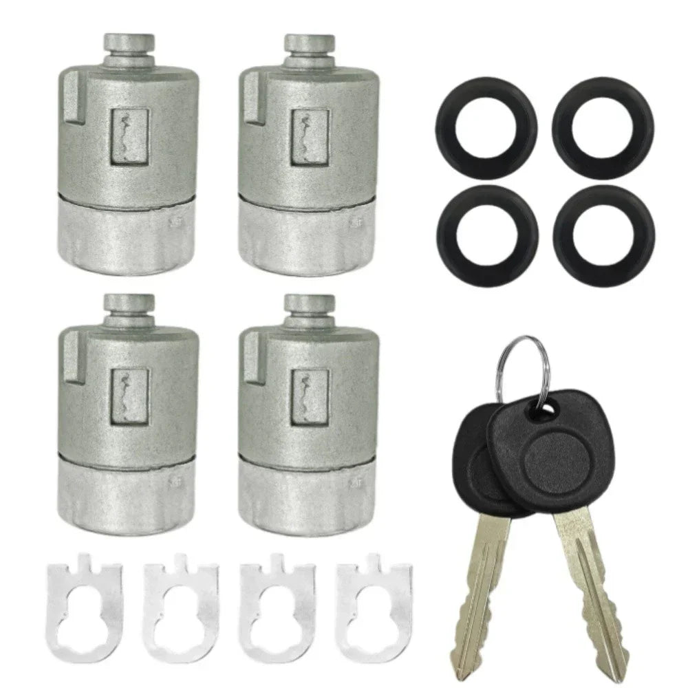 4 Pcs Door Lock Cylinder & 2 Keys for Chevrolet Express 1500 2500 3500 (2001-2010)
