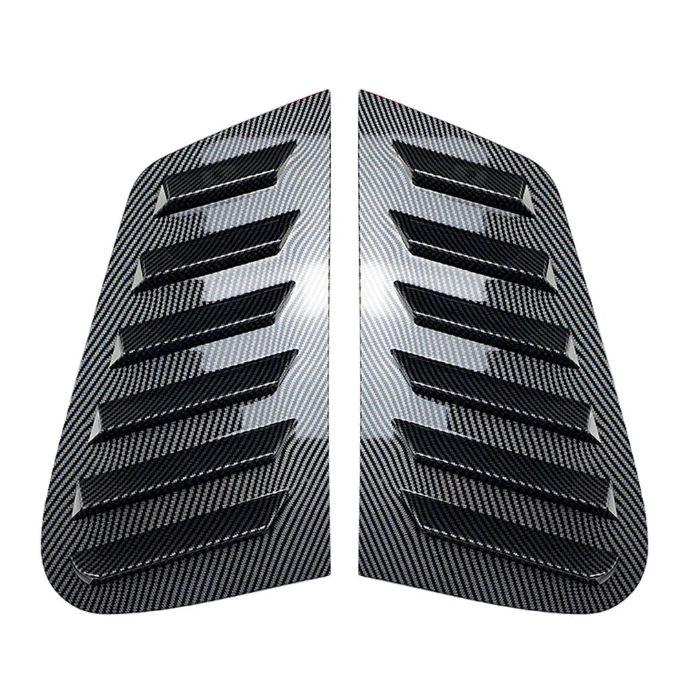 Rear Window Louver Vent Cover Trim for VW Polo 2001-2009 Carbon Fiber Black