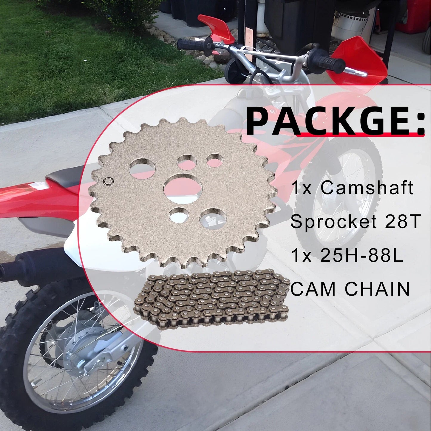 Camshaft Sprocket 28T & Timing Chain for Honda XR80R CRF80F (2000–2013)