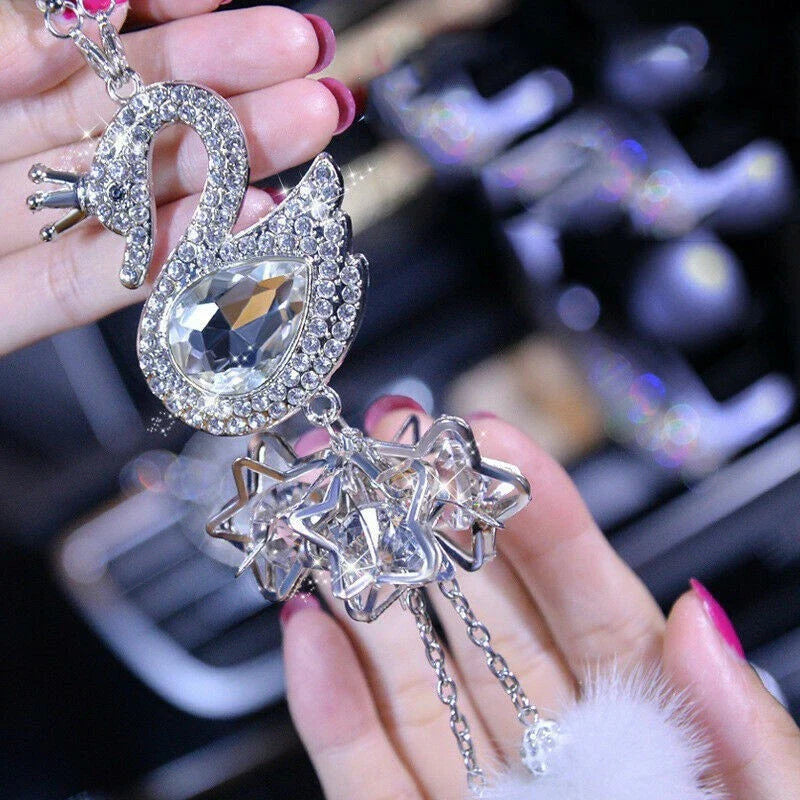 Rear View Car Pendant Rhinestone 25cm for SWAN