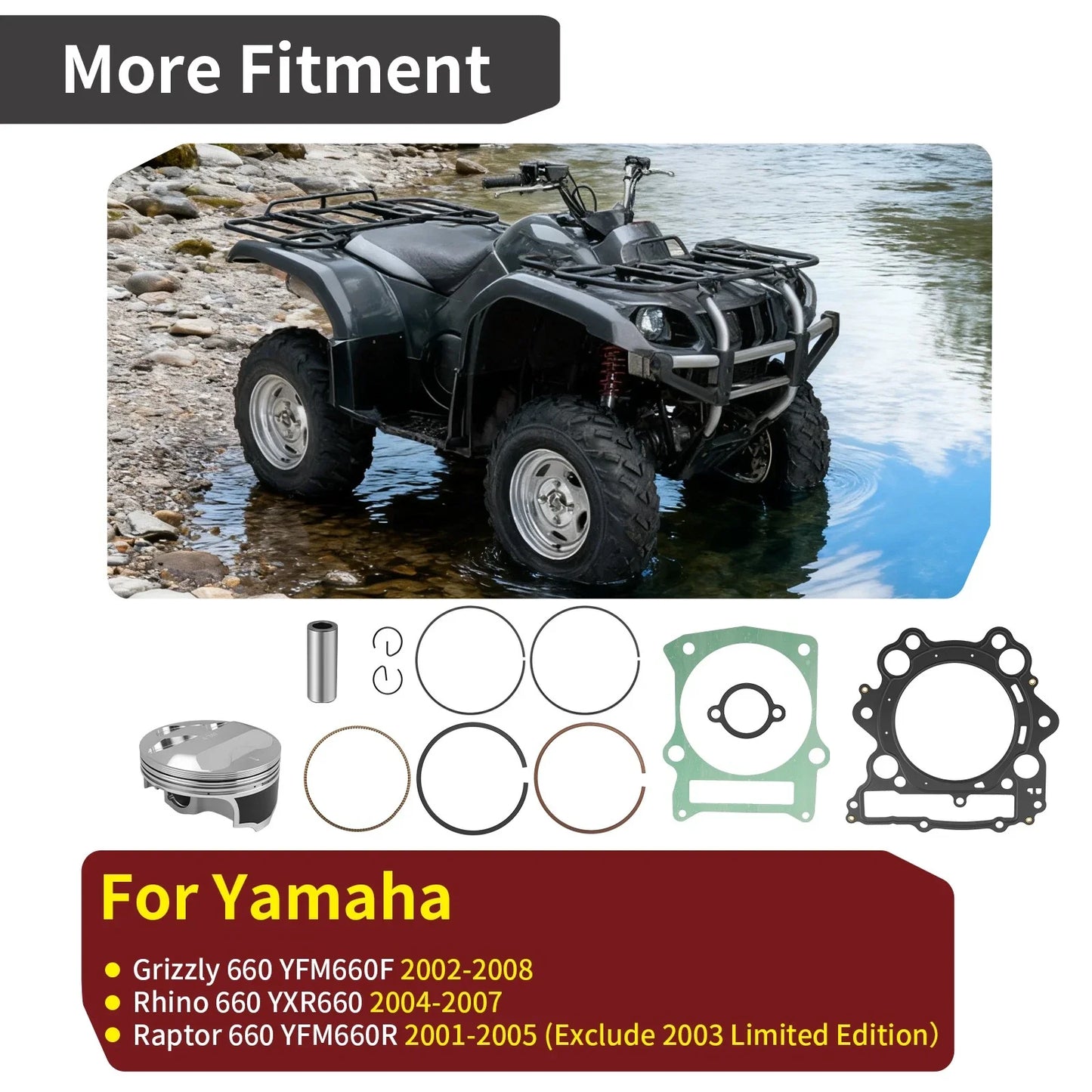 102mm Forged Piston & Top End Gasket for Yamaha Rhino YXR660 (2004–2007)